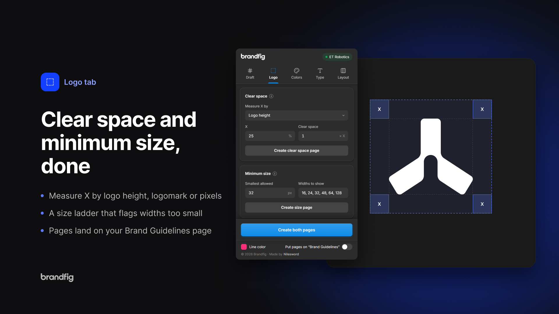 Logo tab: clear space diagram