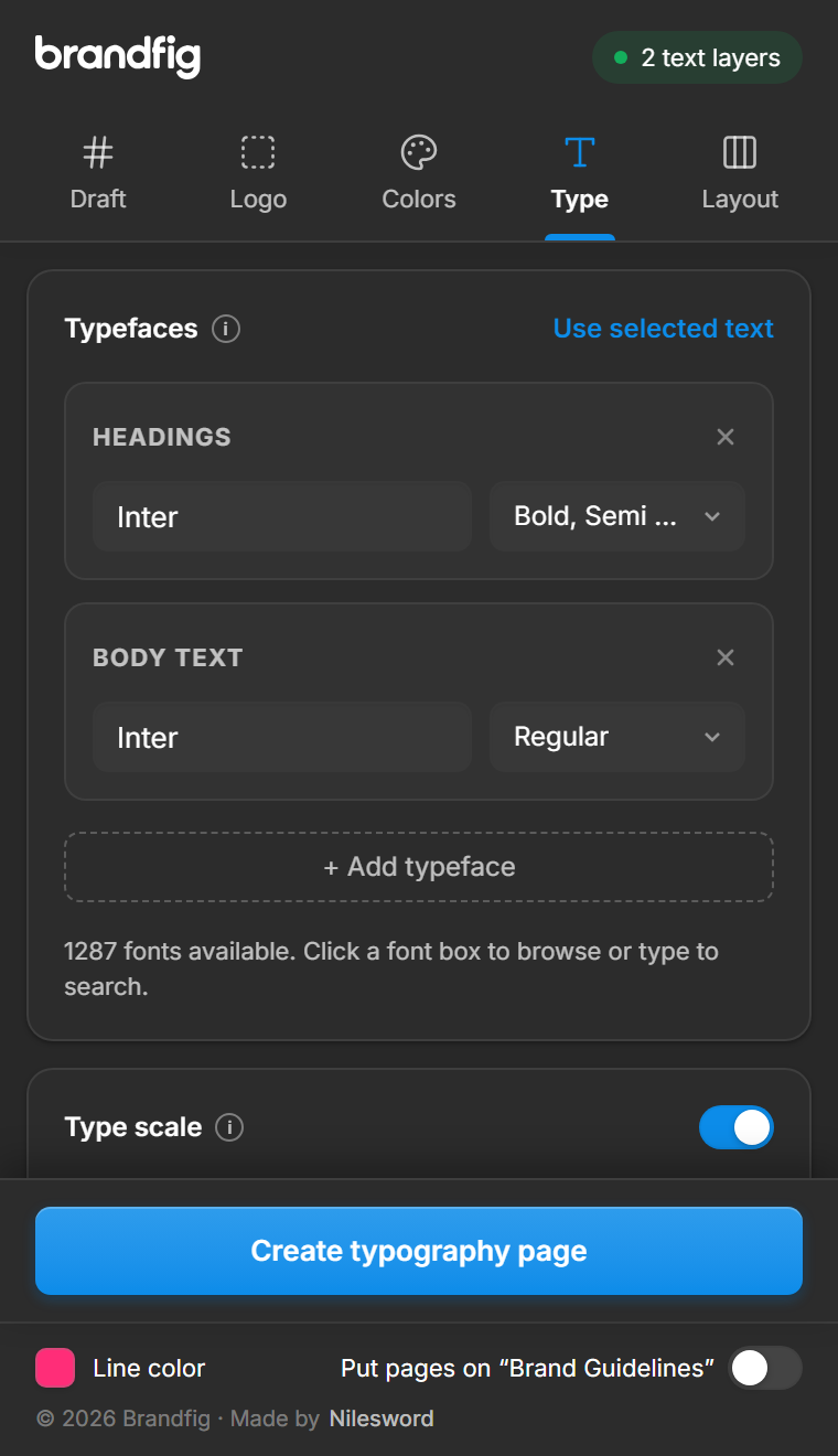 Brandfig Type tab