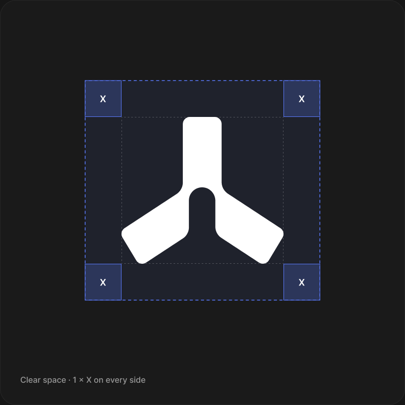 Clear space diagram around a logo